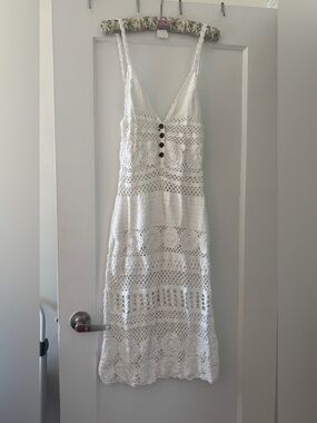 High Quality White Crochet Dress-fits like size S